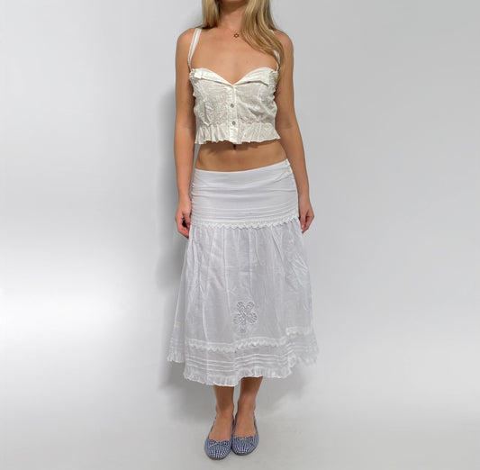 00s Linen Midi Skirt