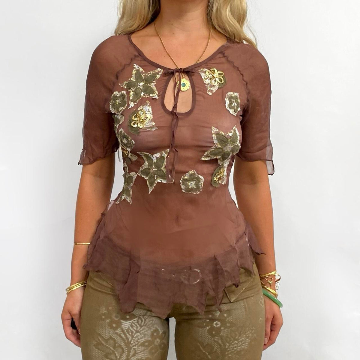 00s Silk Patchwork Blouse