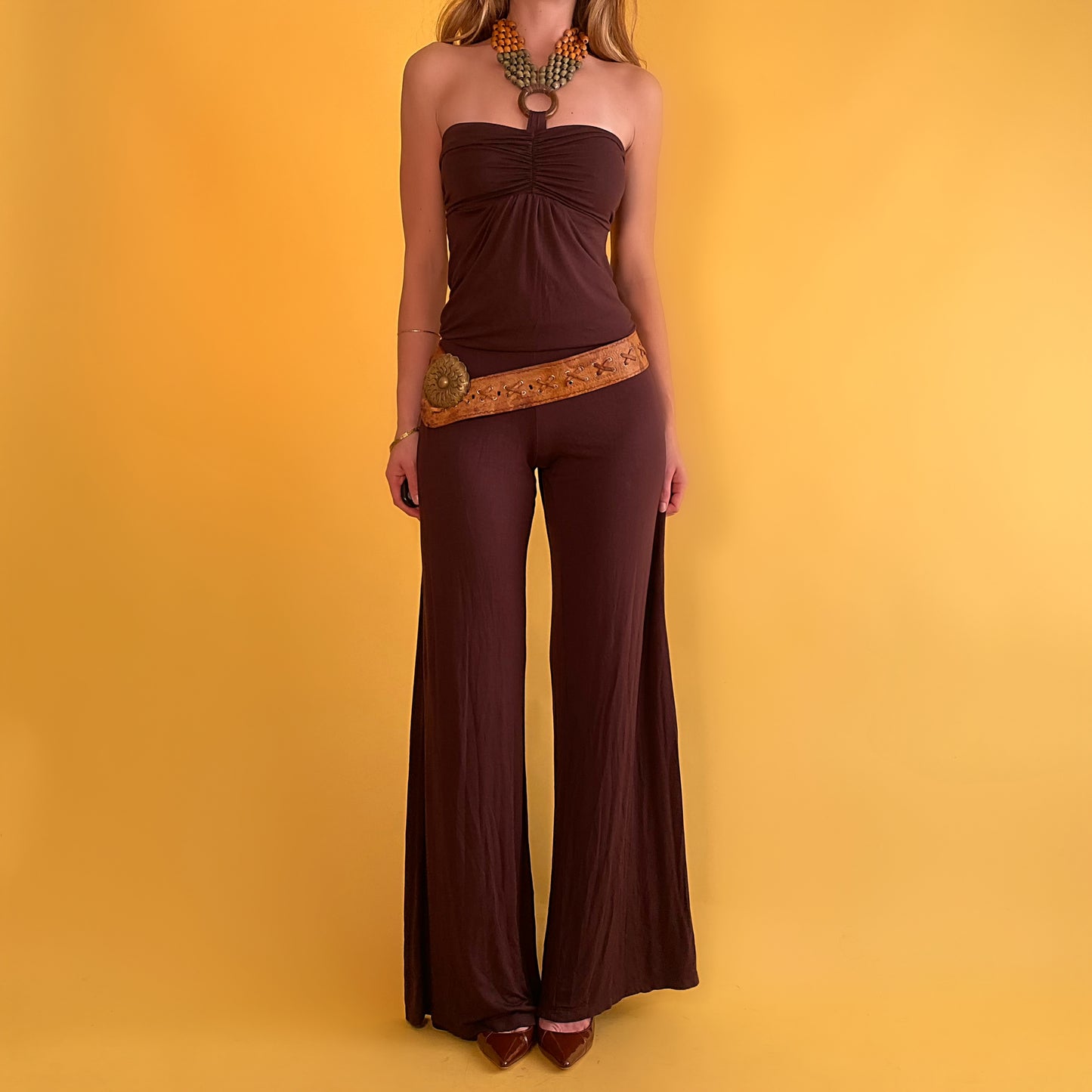 2000’s beaded o-ring halter jumpsuit