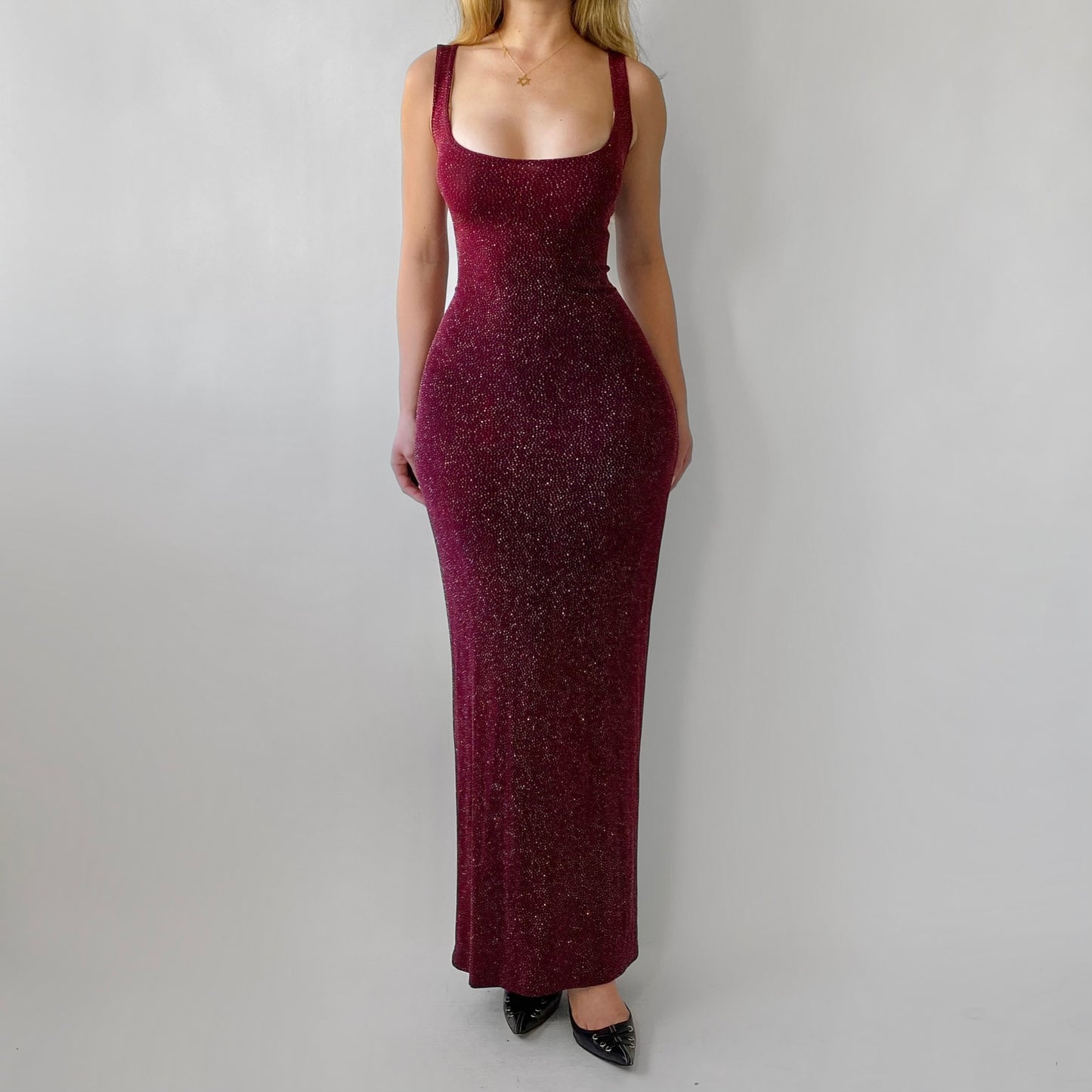 90’s Burgundy Sparkle Gown