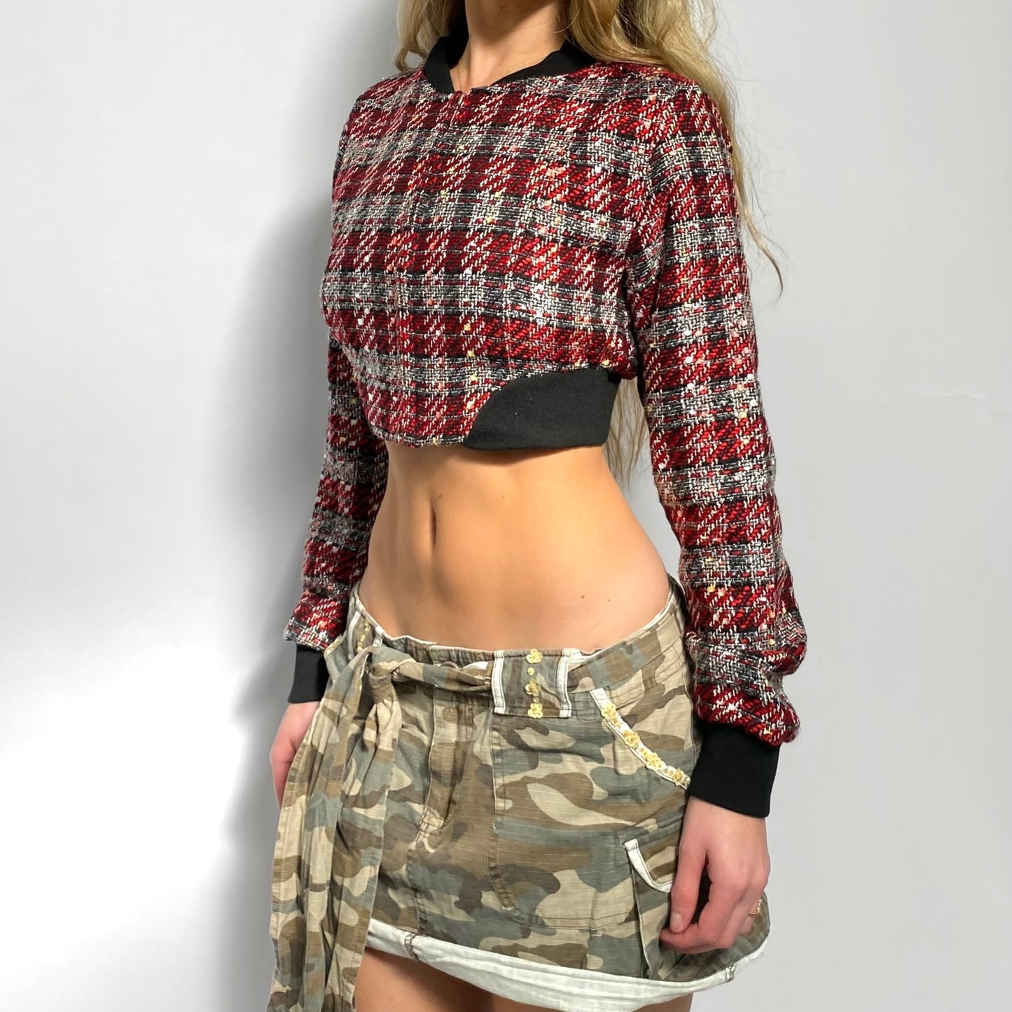 00s Plaid Cropped Jacket