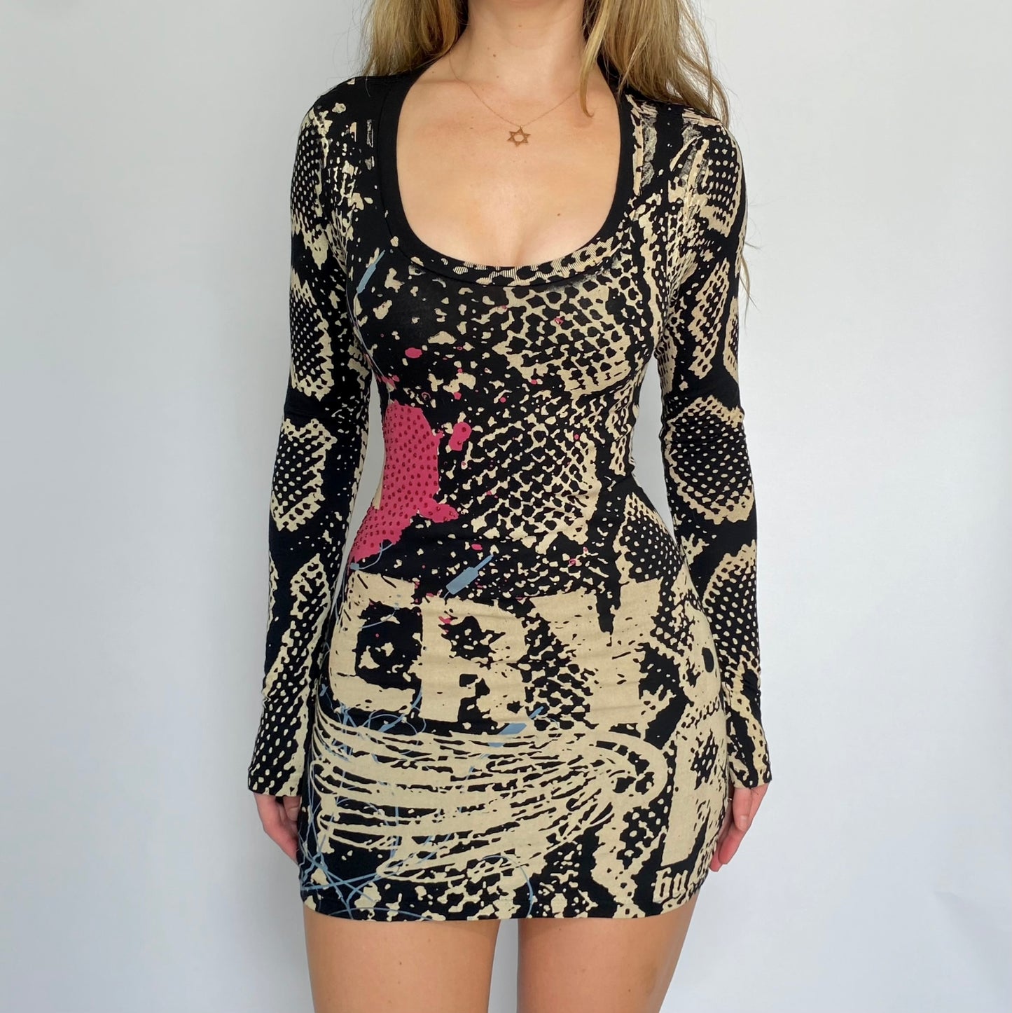 00s Christian Audigier Snake Locket Dress