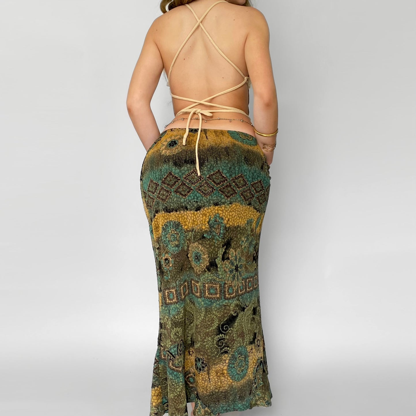 00s Long Floral Skirt