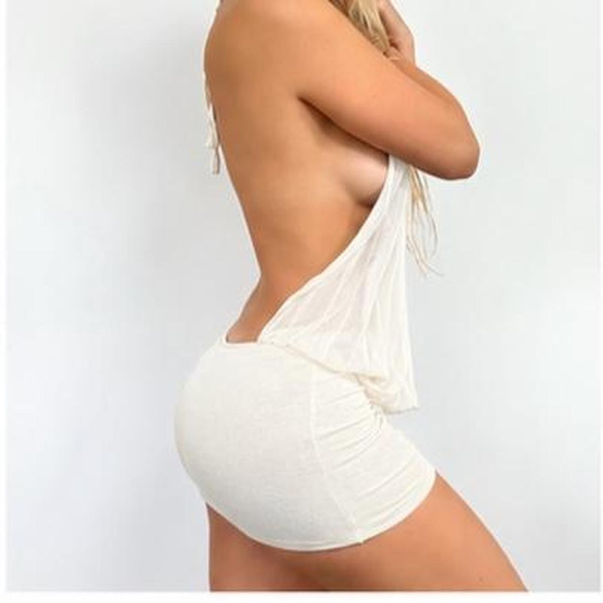 00s White Halter Mini Dress