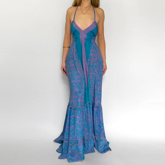 Teal & Pink Backless Maxi