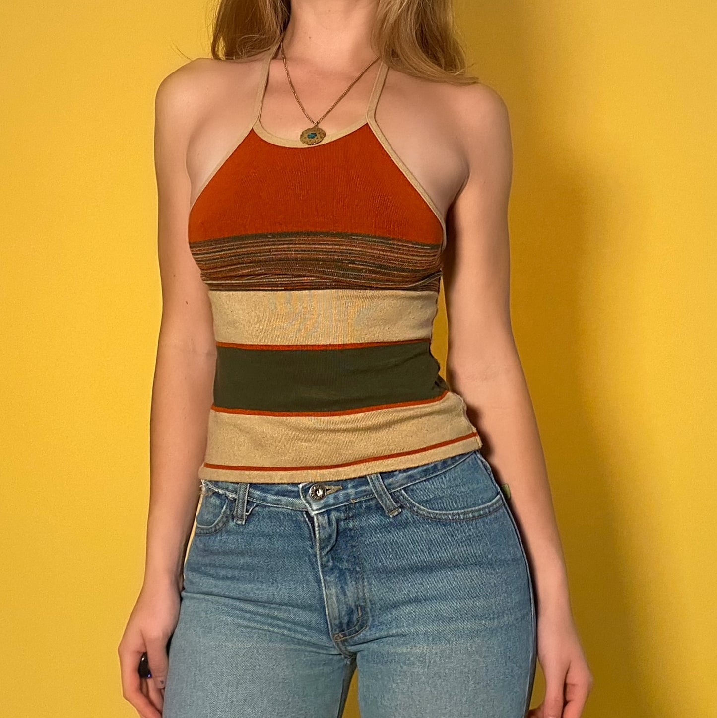 90’s earthy knit halter tank - small