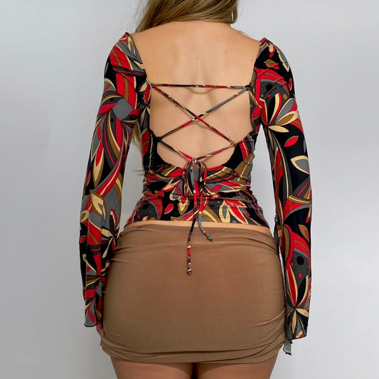 00s Bell Sleeve Lace-up Top