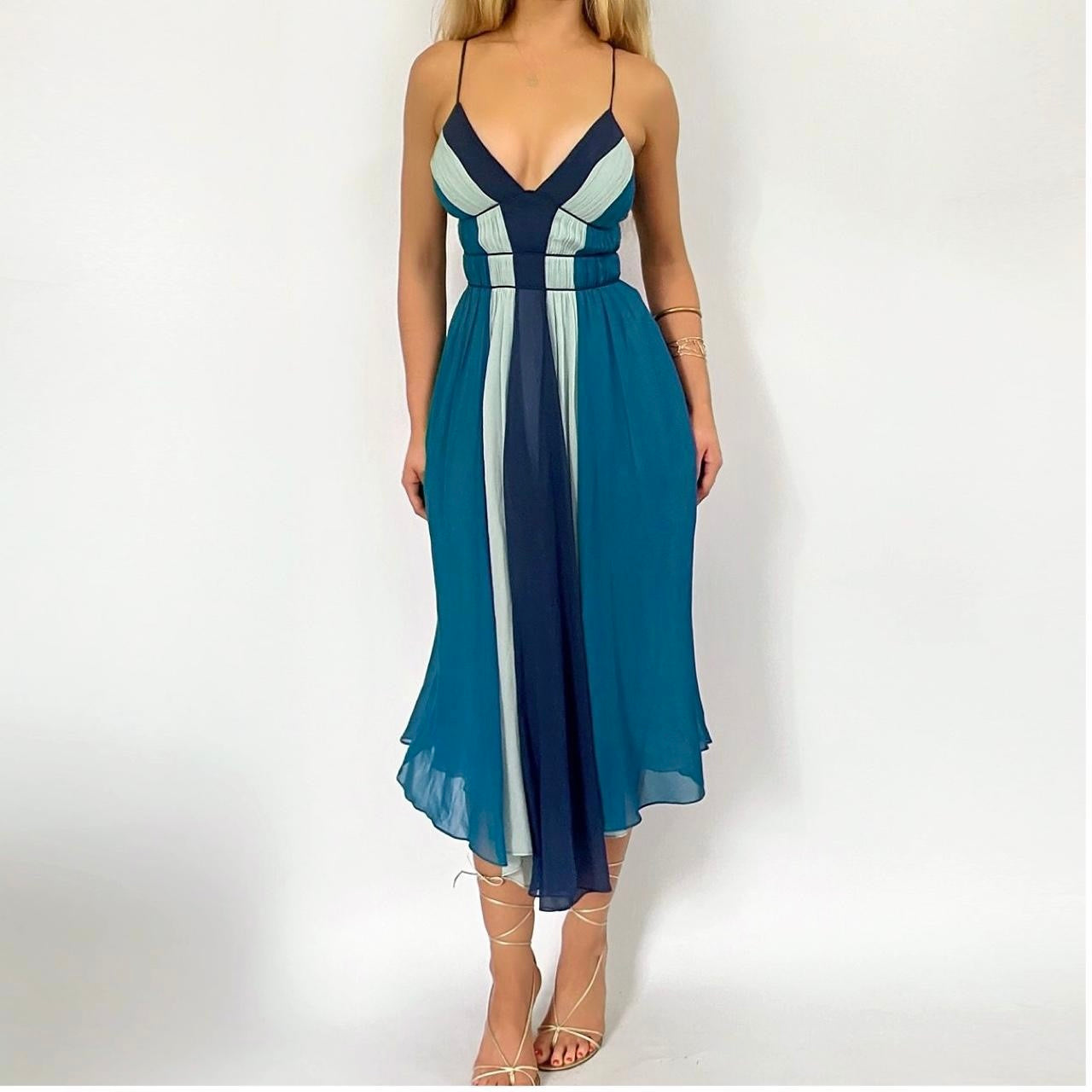 90’s Blue Silk Dress