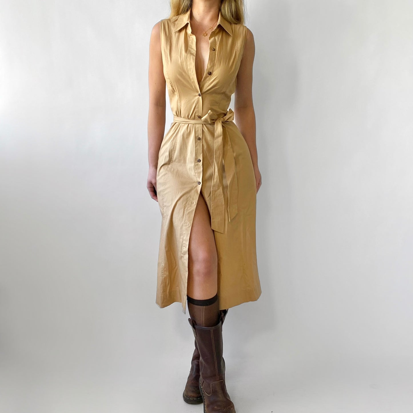 00s Button-up Trench Dress