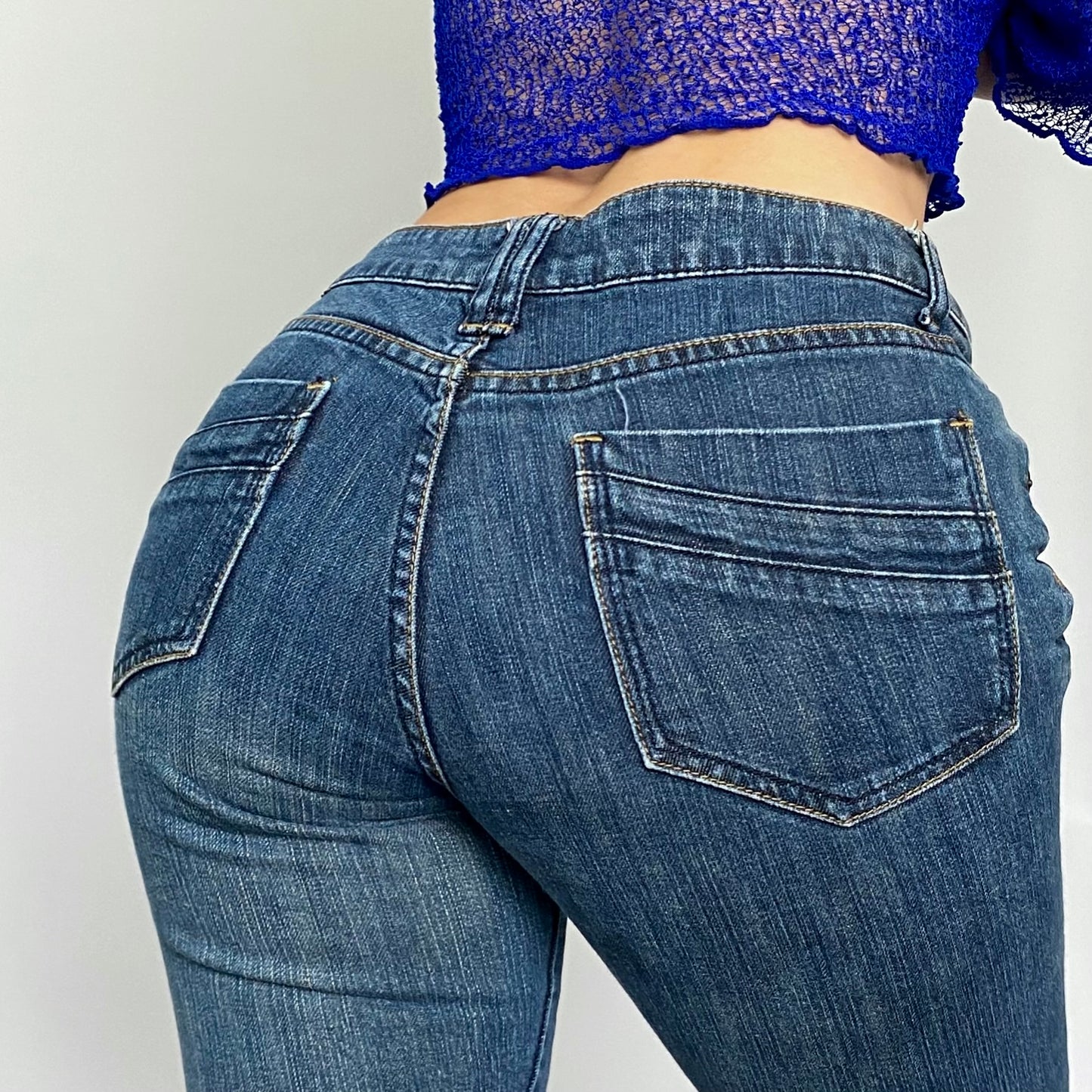 00s Dark Wash Kick Flares