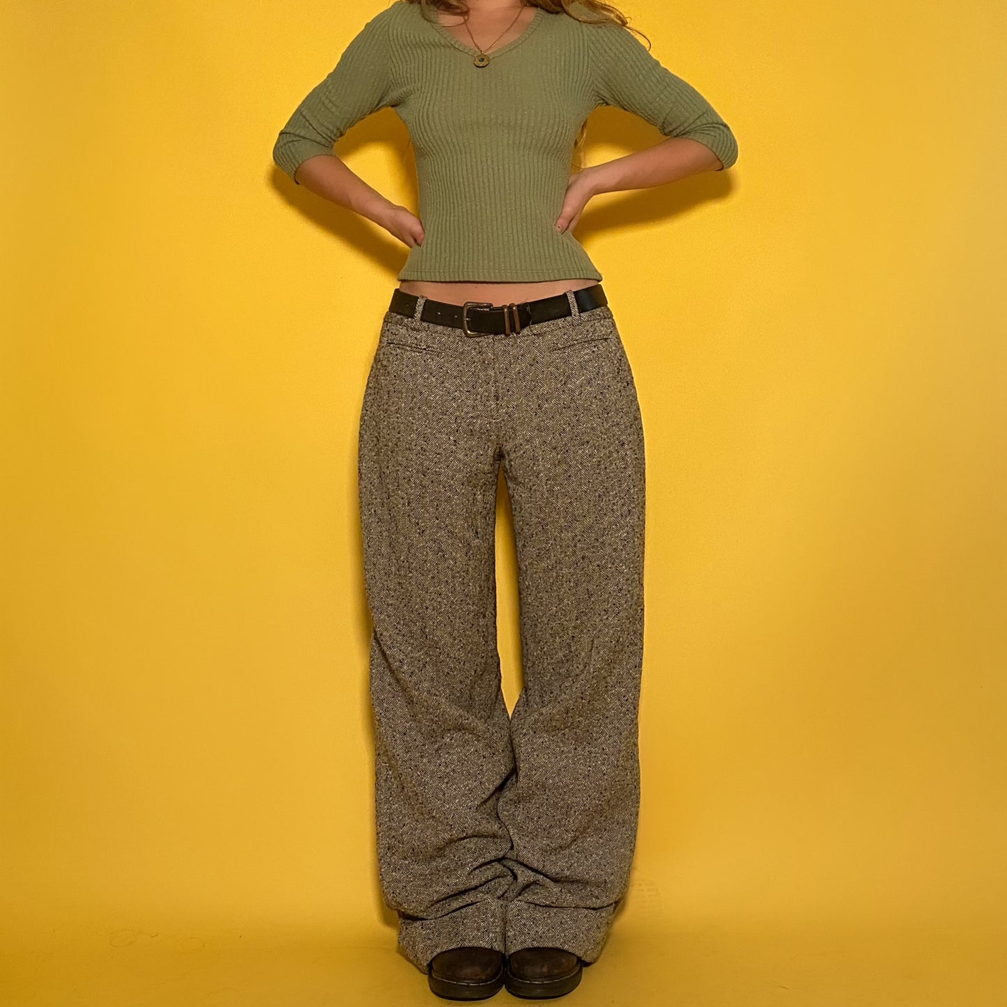 2000’s tweed mid rise trousers - small