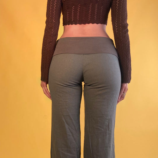 Y2k low rise olive linen yoga pants