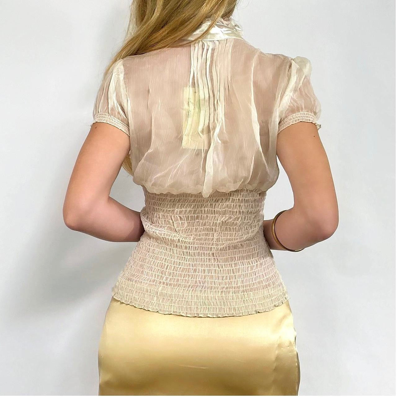00s Ruched Ivory Blouse