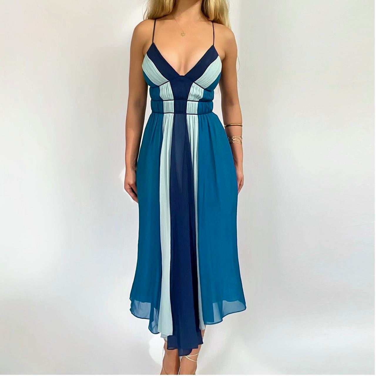 90’s Blue Silk Dress