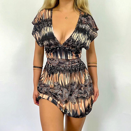 00s Paisley Mini Dress