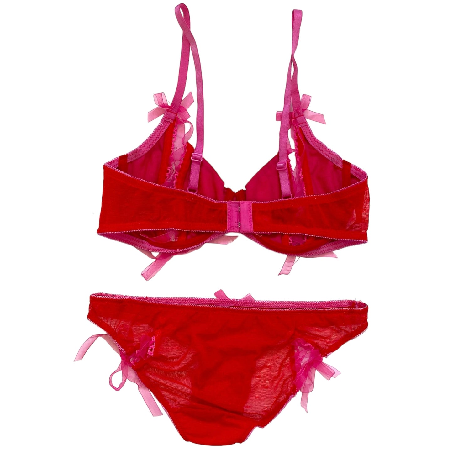 2000s Red Lace-up Lingerie Set