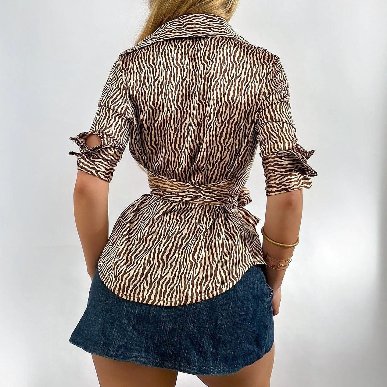 00s Zebra Tie Blouse