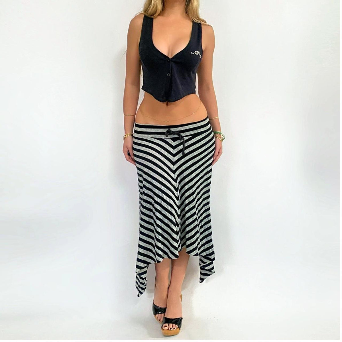 00s Asymmetrical Stripe Midi