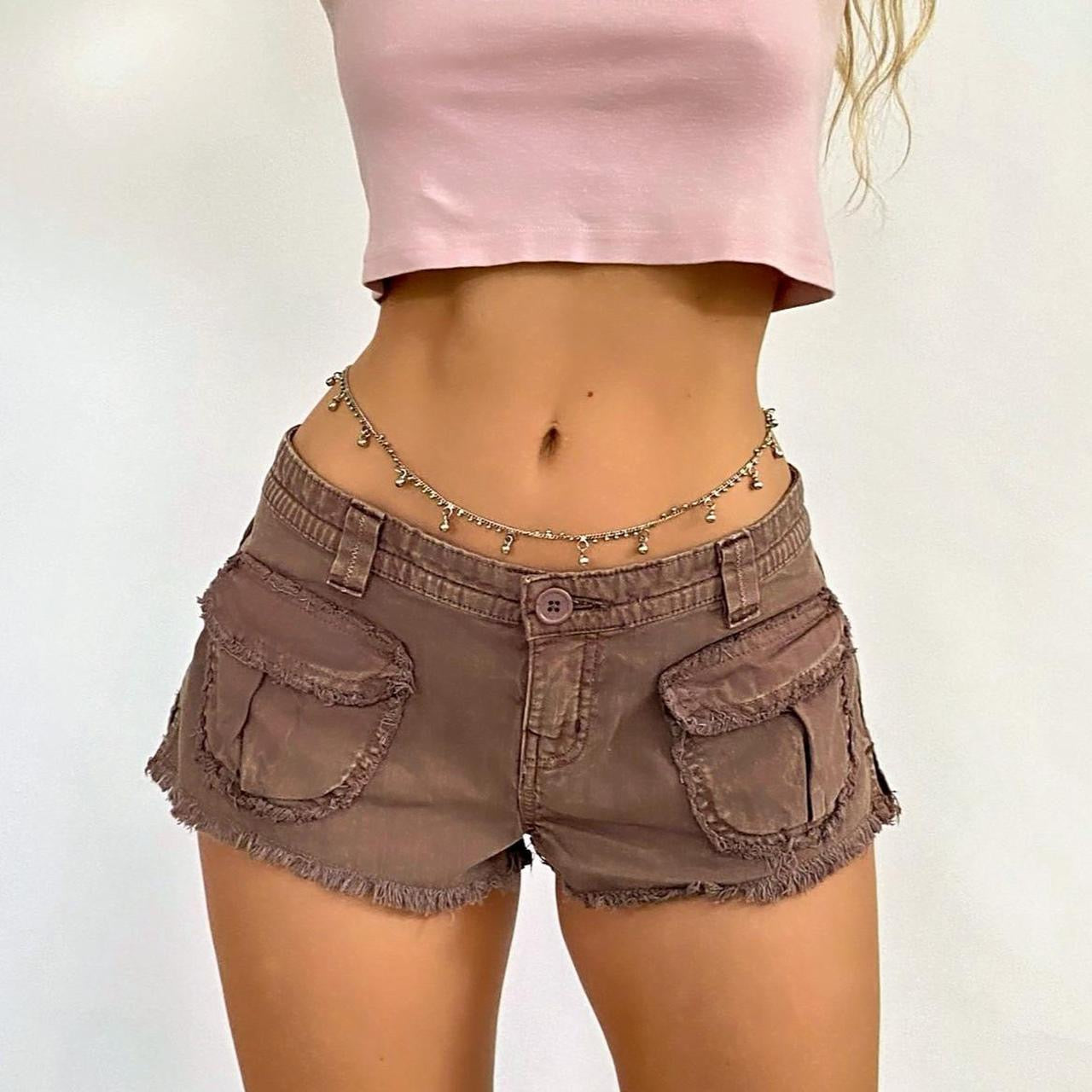 Low Rise Cargo Micro Shorts