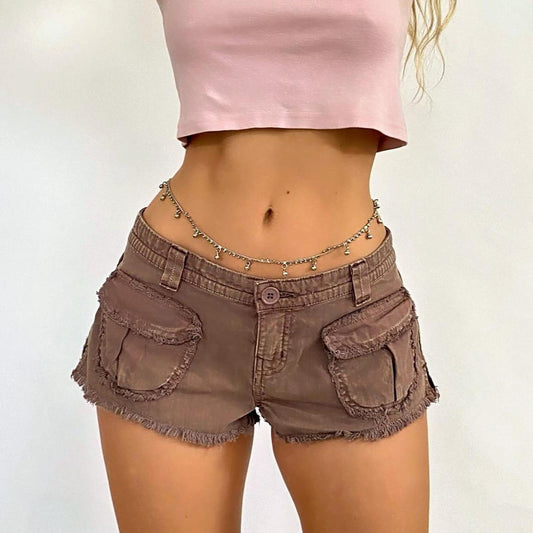 Low Rise Cargo Micro Shorts