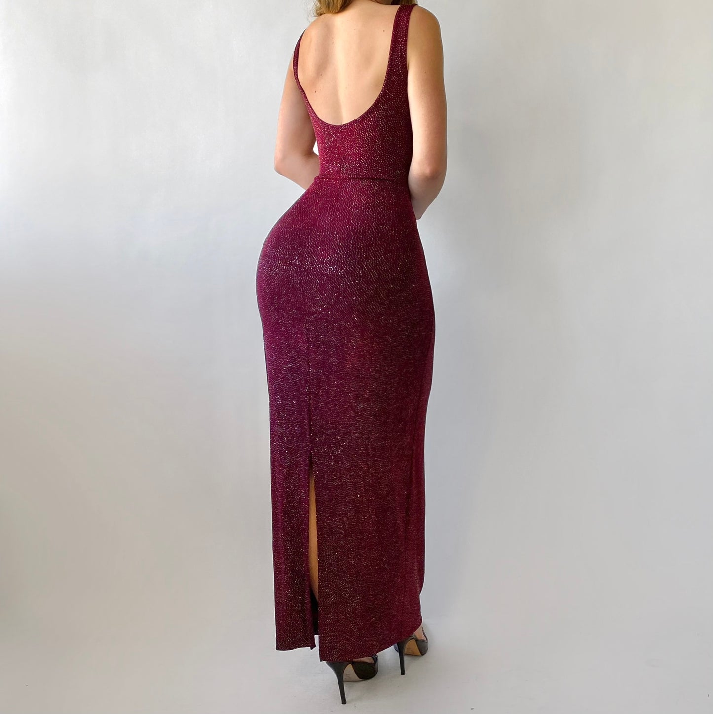 90’s Burgundy Sparkle Gown