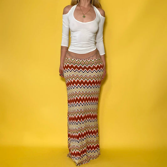 2000s Low Rise Chevron Maxi