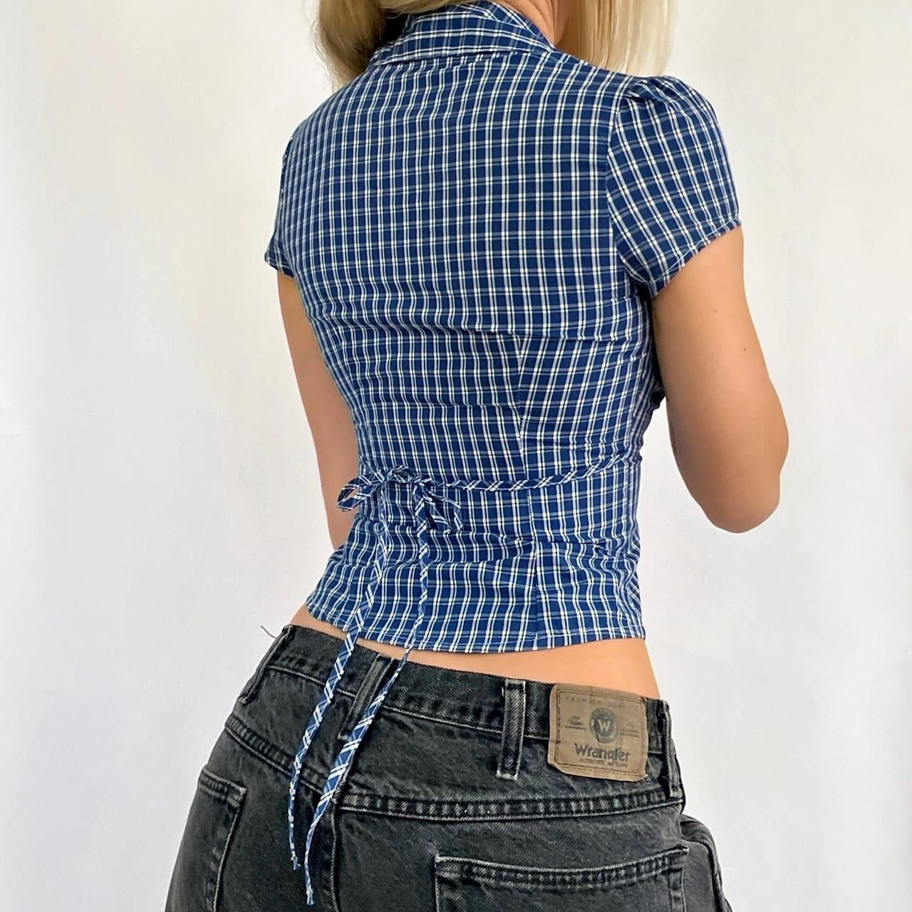 00s Plaid Button-up Blouse