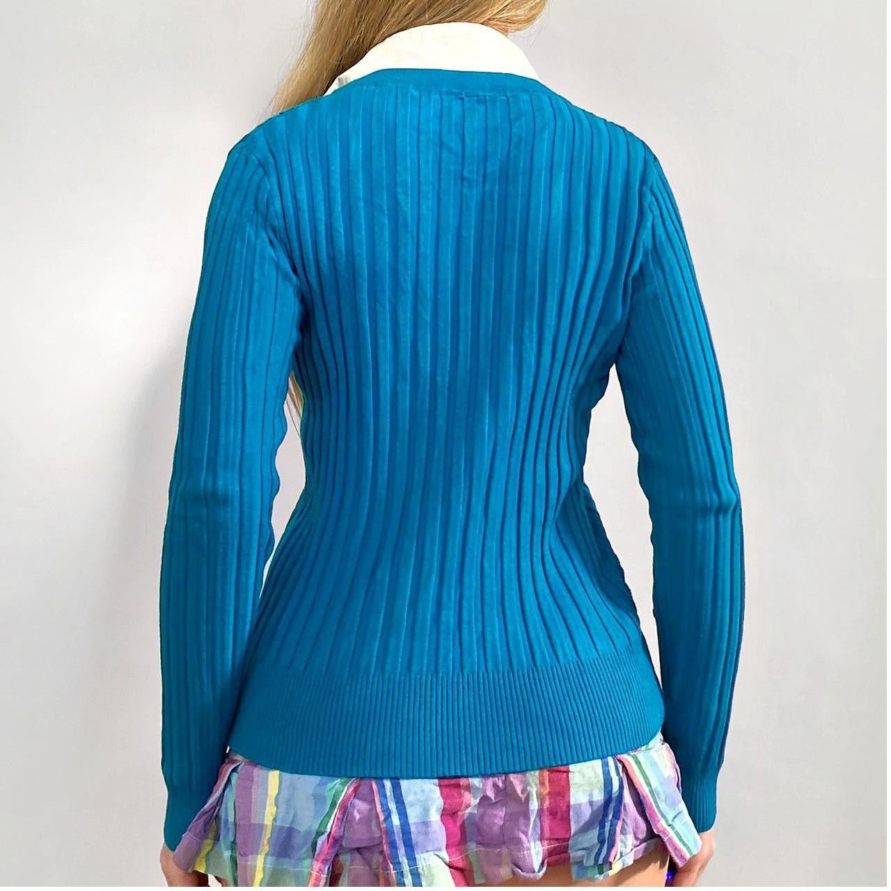 00s Collared Blue Cardigan
