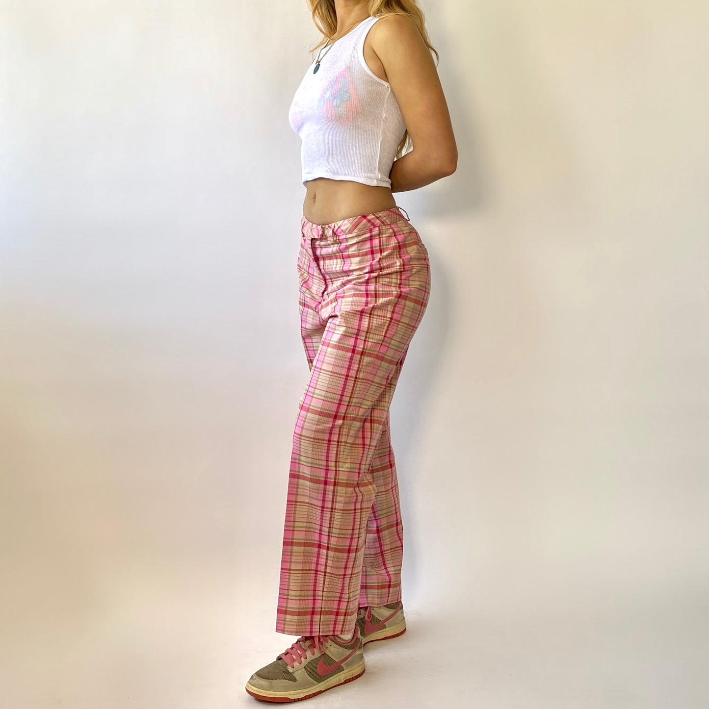 2000s Pink Plaid Pants