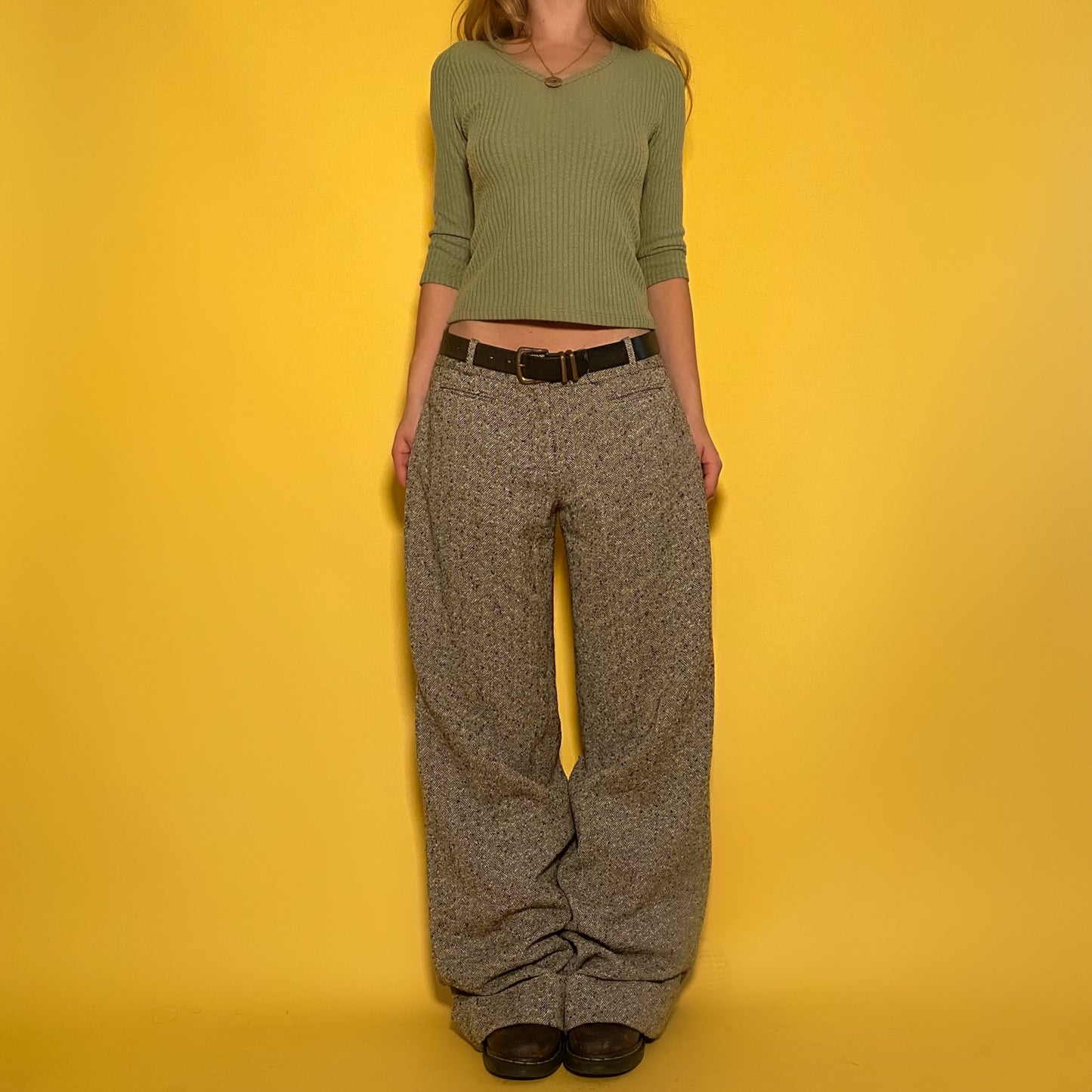 2000’s tweed mid rise trousers - small