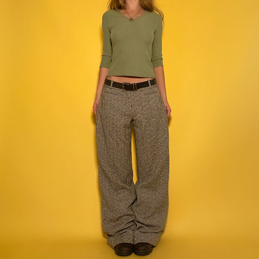 2000’s tweed mid rise trousers - small