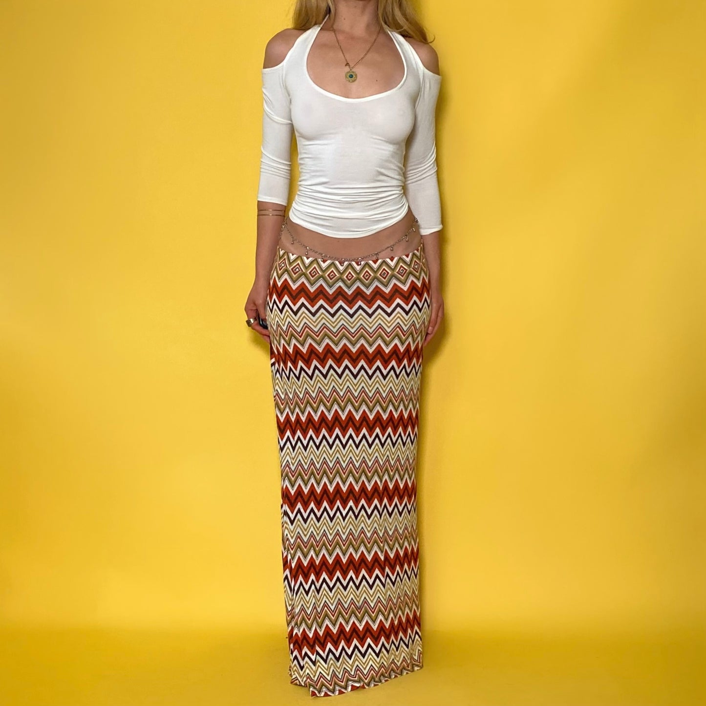 2000s Low Rise Chevron Maxi