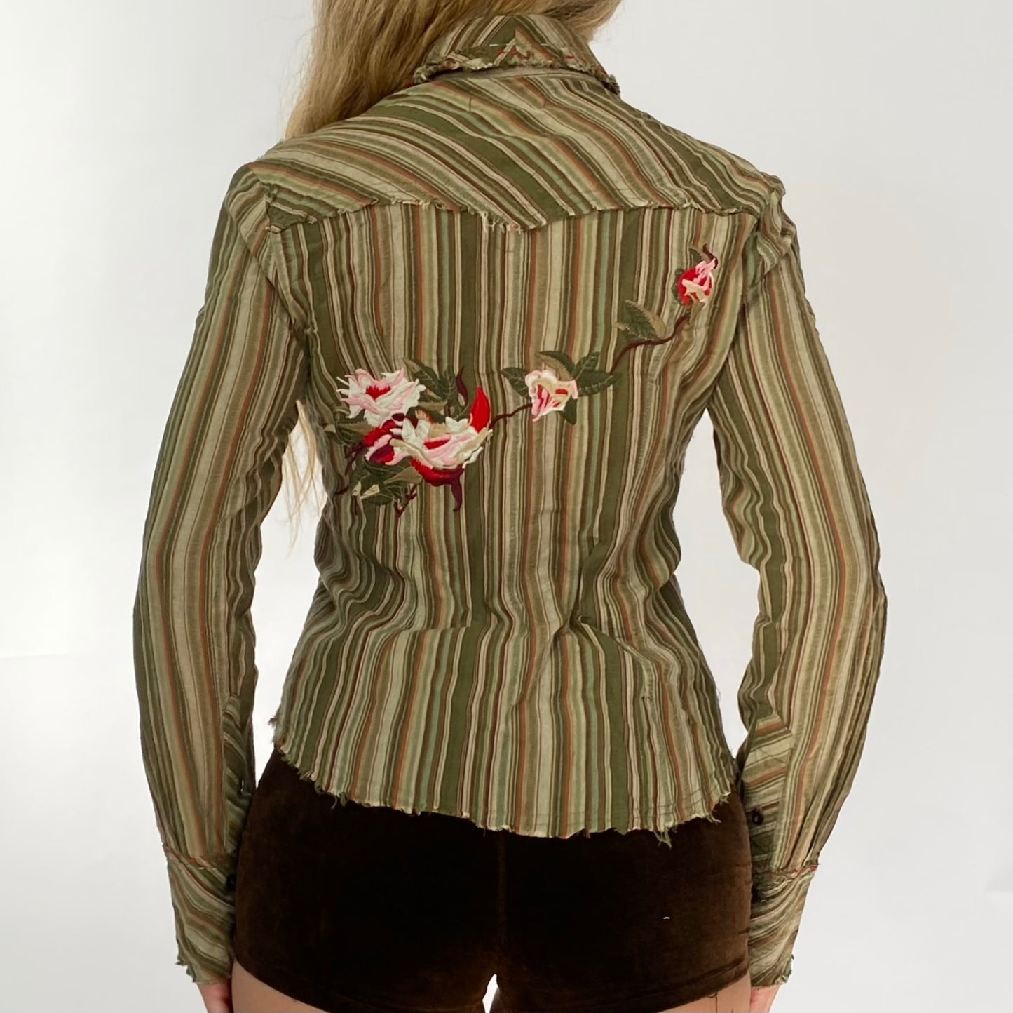 00s Green Striped Button-up