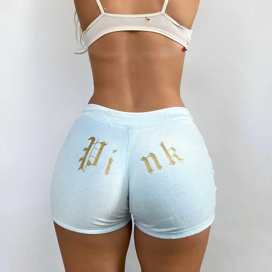 00s Blue Velour Shorts