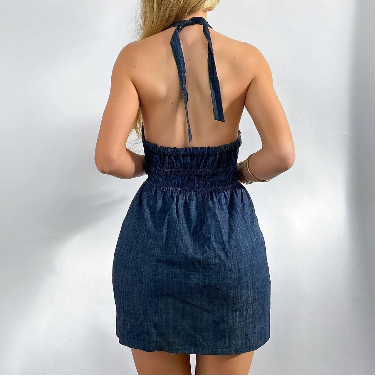 00s Denim Embroidered Dress