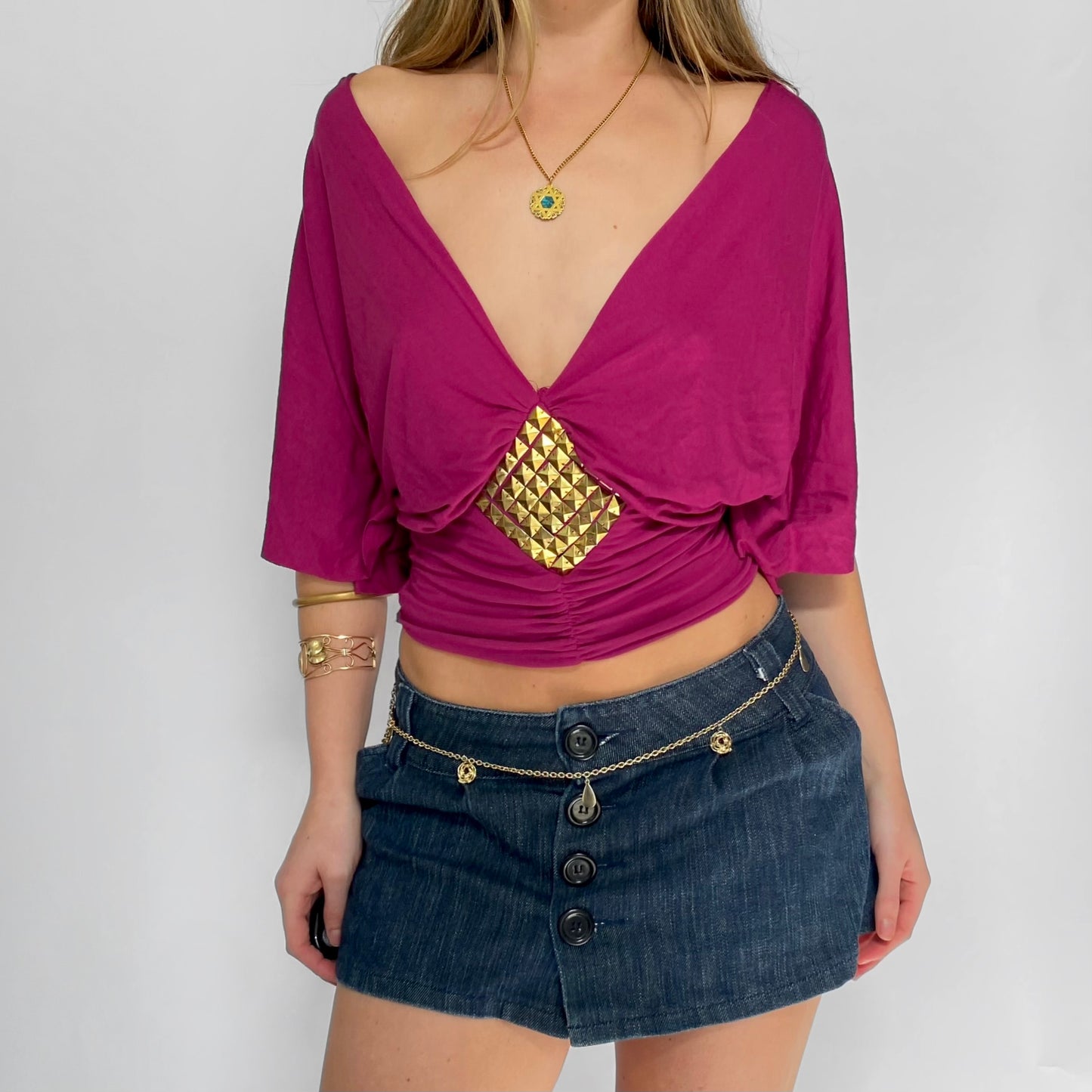 00s Studded Plunge Top
