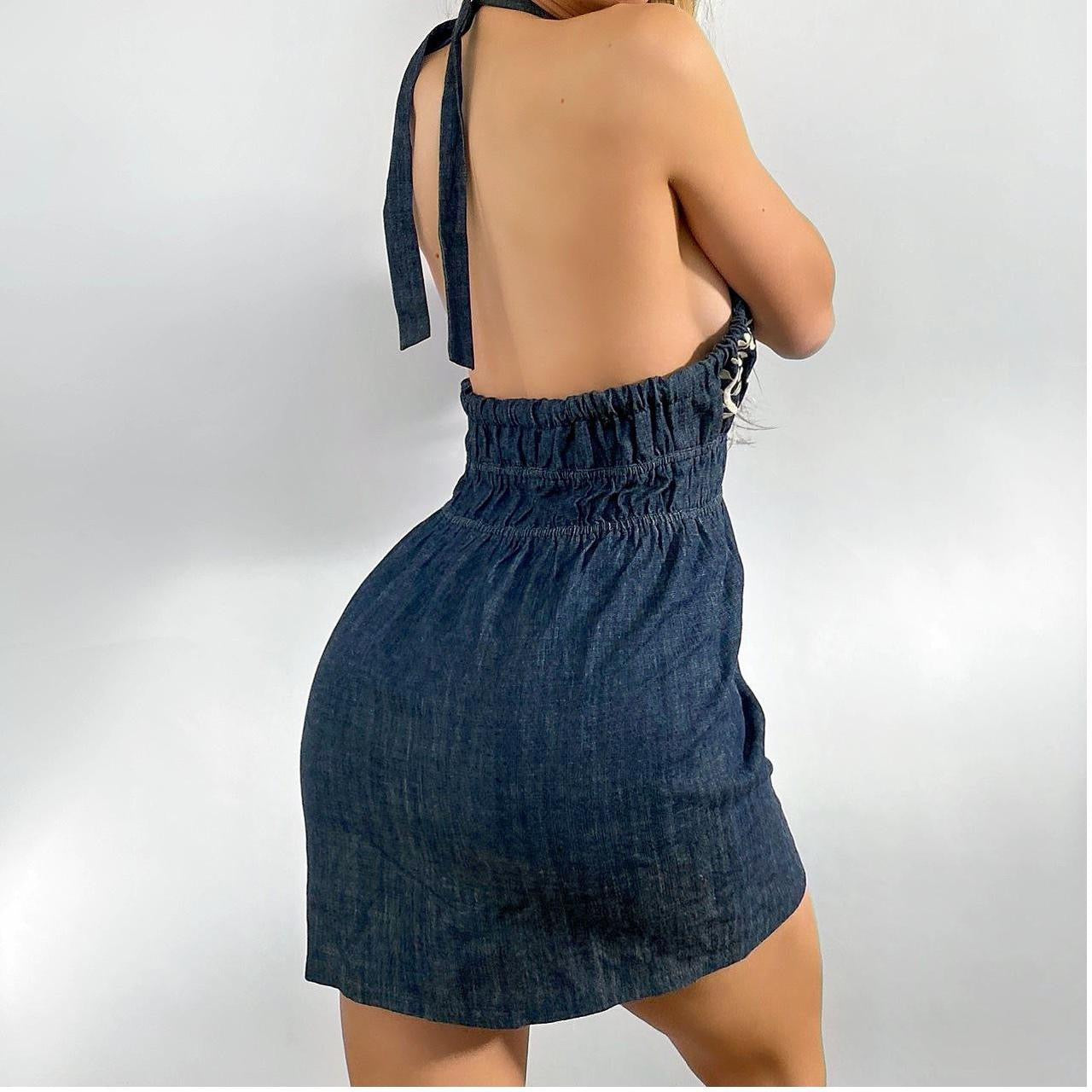 00s Denim Embroidered Dress