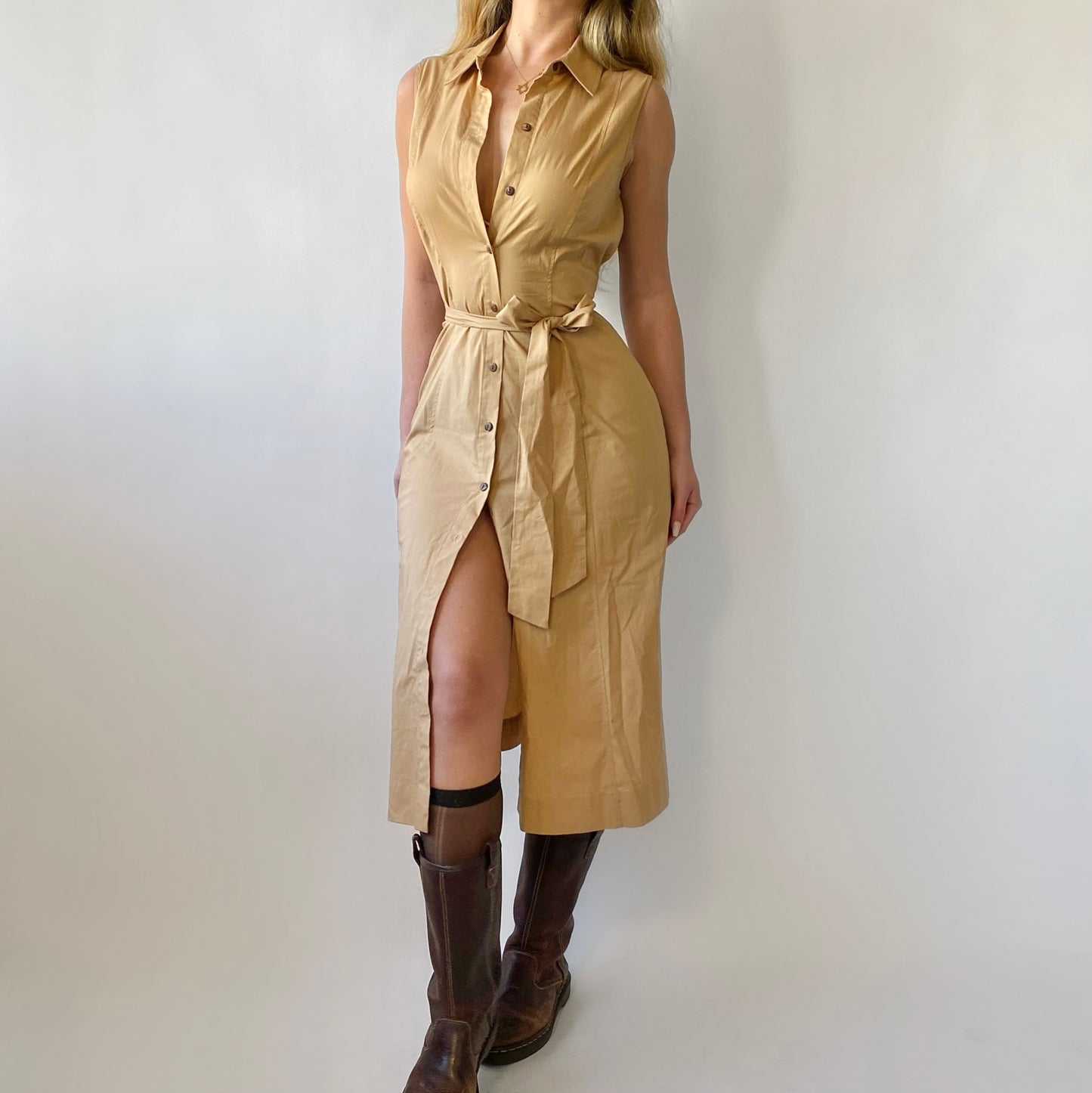 00s Button-up Trench Dress