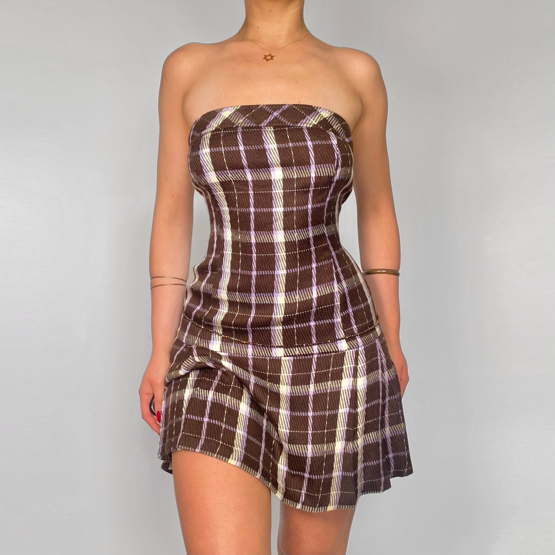 90s plaid mini dress