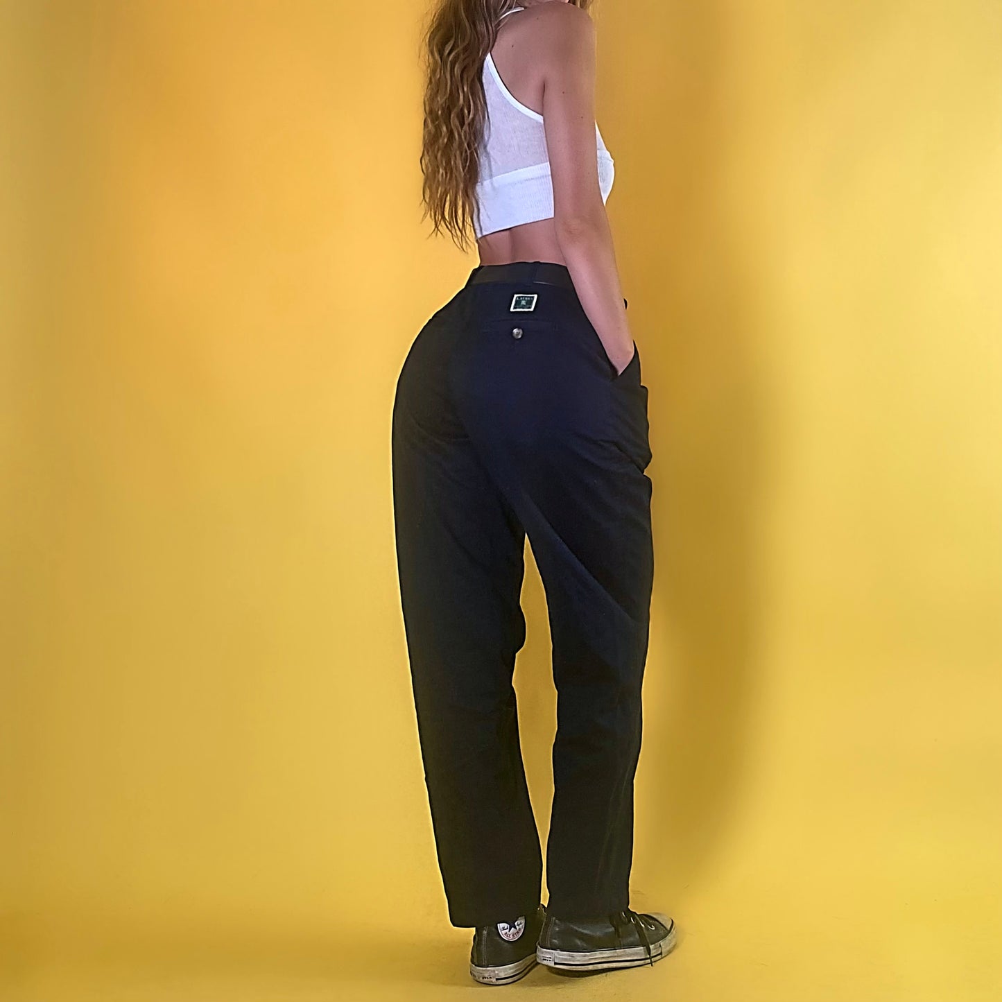 Vintage navy pleated trousers