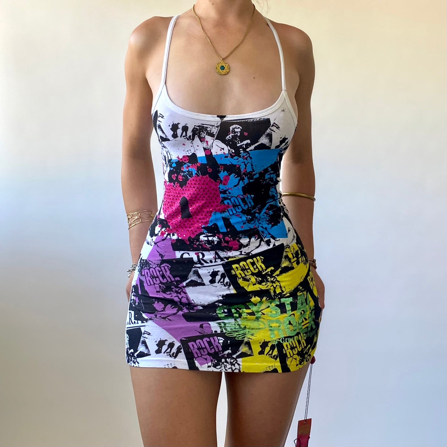 2000s Christian Audigier Rock Mini Dress