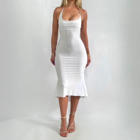 00s White Halter Midi