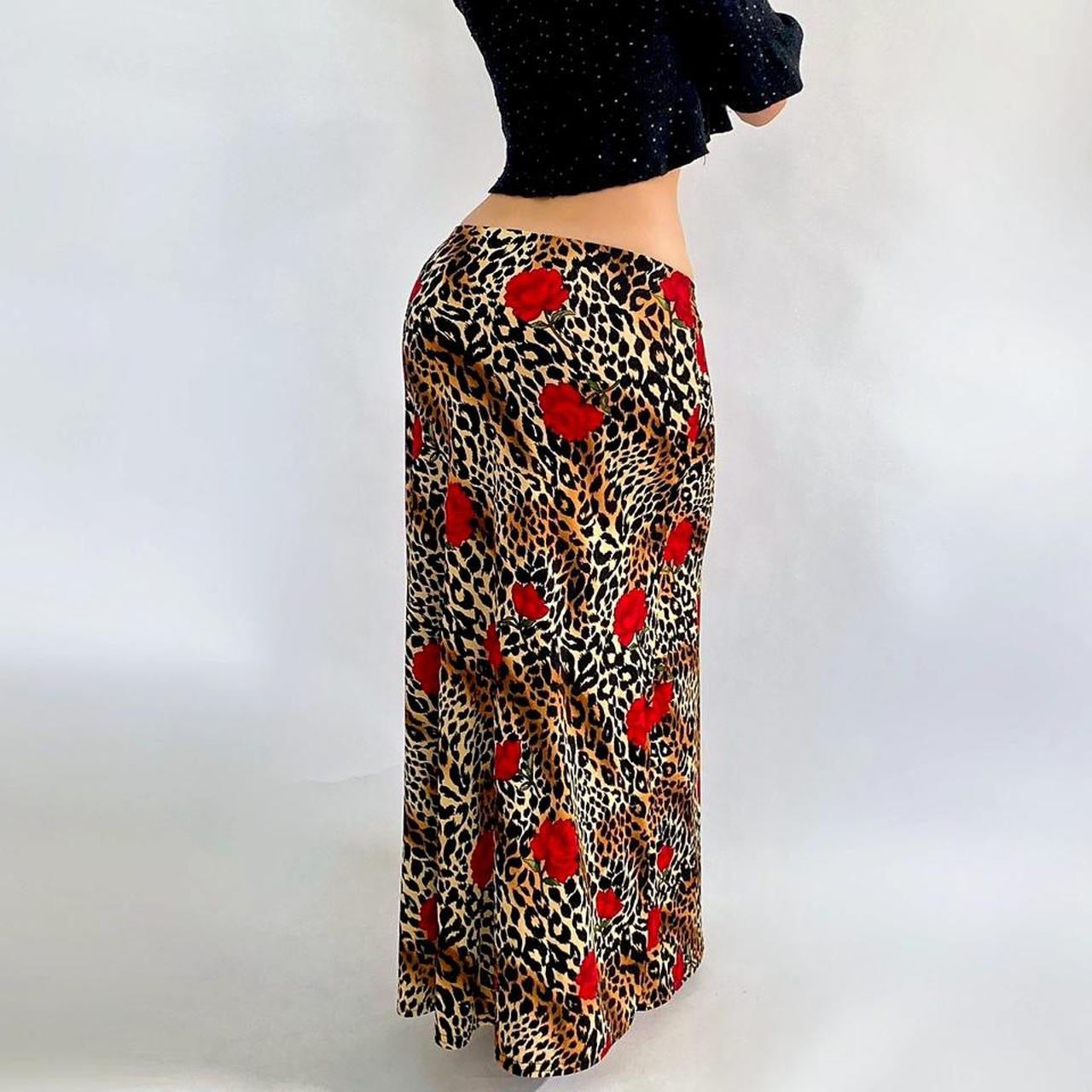 90’s Leopard Rose Maxi Skirt