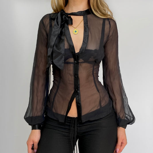 00s Silk Chiffon Tie Blouse