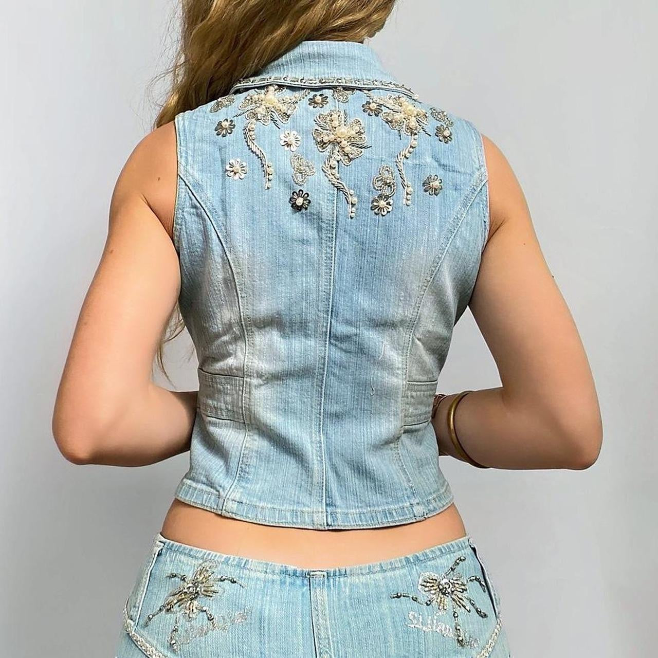 00s Beaded Denim Vest