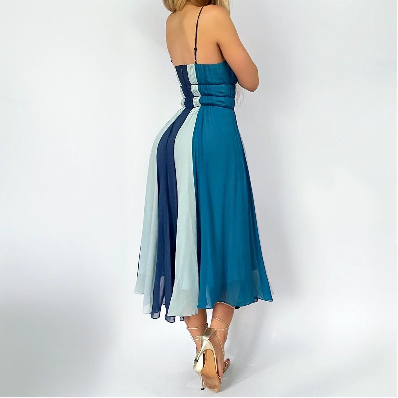 90’s Blue Silk Dress