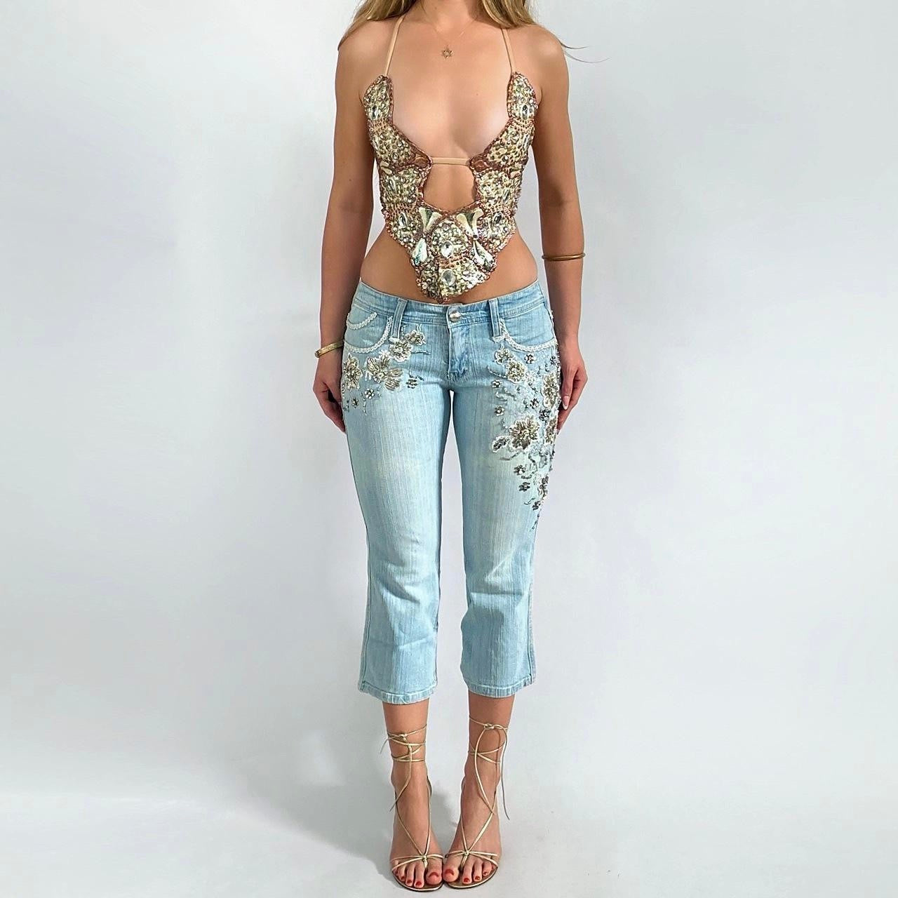 00s Beaded Capri Jeans