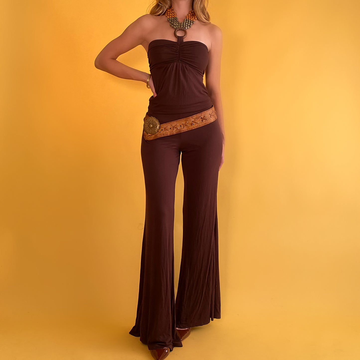 2000’s beaded o-ring halter jumpsuit