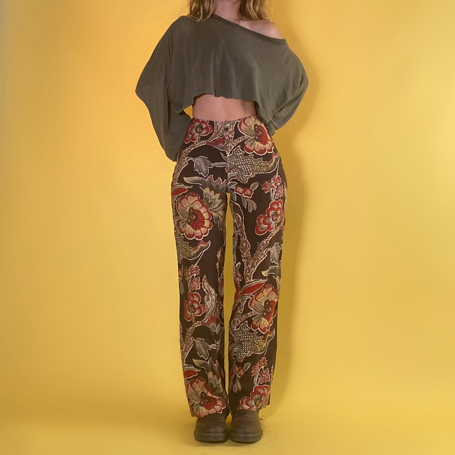 90’s floral linen pants