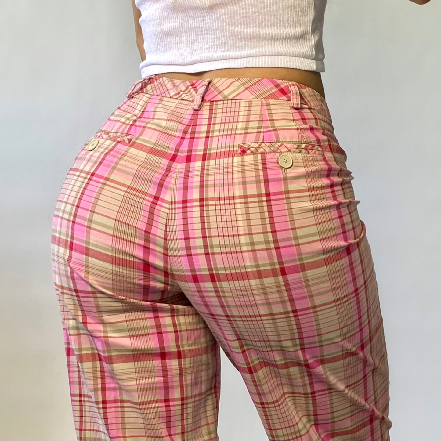 2000s Pink Plaid Pants